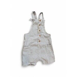 H&M 12-18 months lightweight shorty overalls shortalls adjustable blue stripes